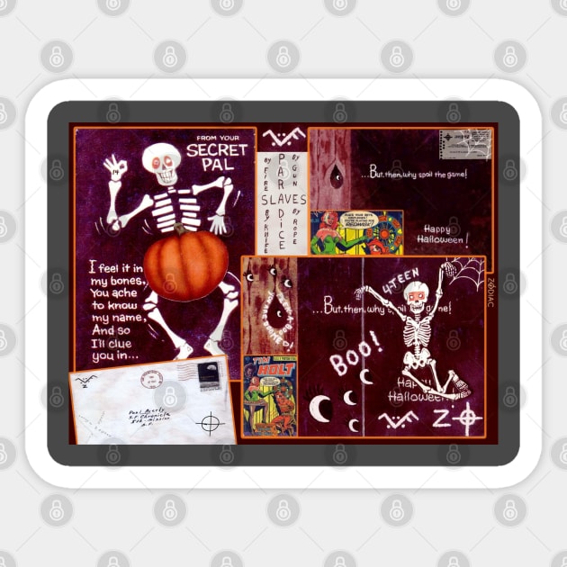 Zodiac Killer- Secret Pal Halloween Card 'Collage' Design Sticker by Beanietown Media Designs